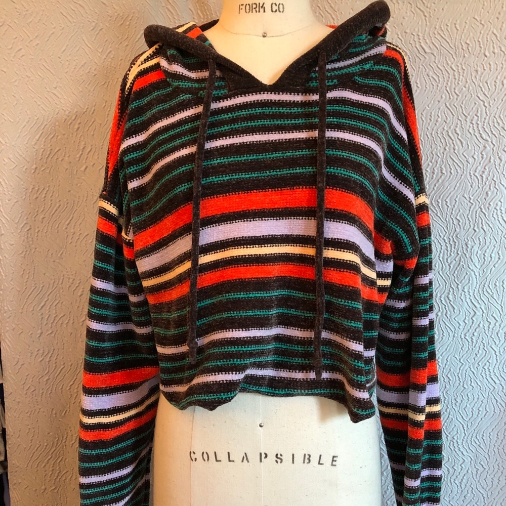 Urban outfitters out from under stripe crop hoodie